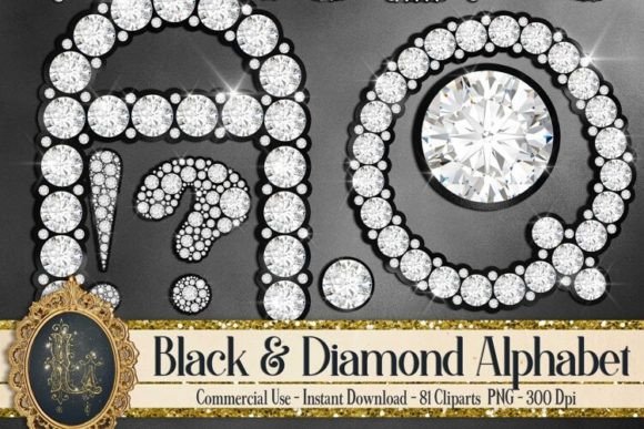 Download Black Diamond Alphabet Number Clipart - Diamond Collection