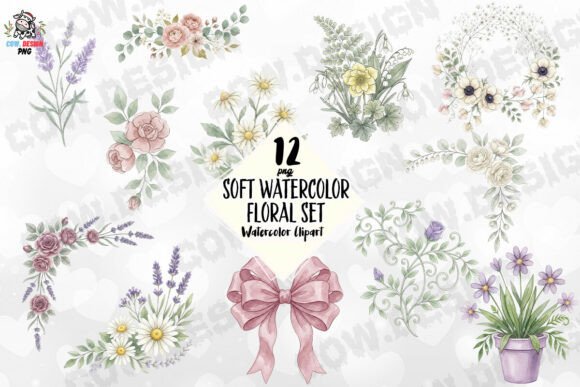 Download Soft Watercolor Floral Set PNG - Soft watercolor Collection
