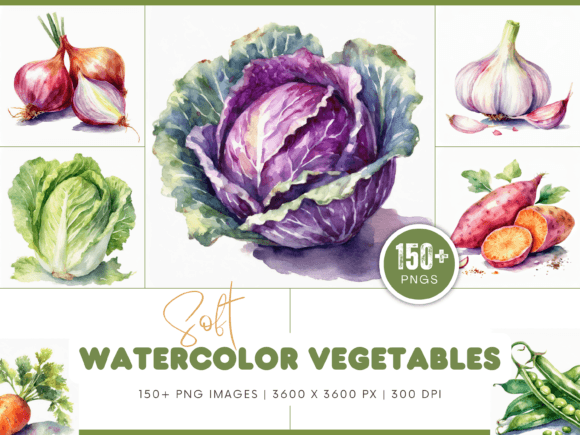 Download Soft Watercolor Vegetable PNG CollectioN - Soft watercolor Collection