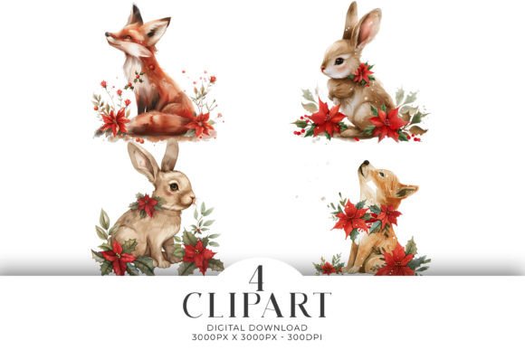 Download Christmas Fox Rabbit Clipart - Premium Resources