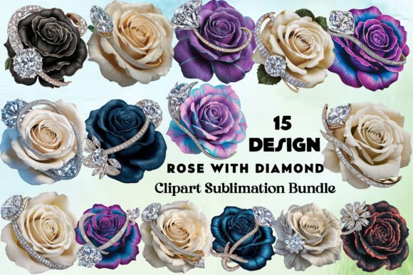 Download Rose with Diamond Clipart PNG Bundle - Diamond Collection