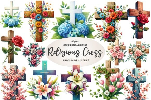 Download Cross Clipart Religious Clipart Floral - Religious clipart Collection