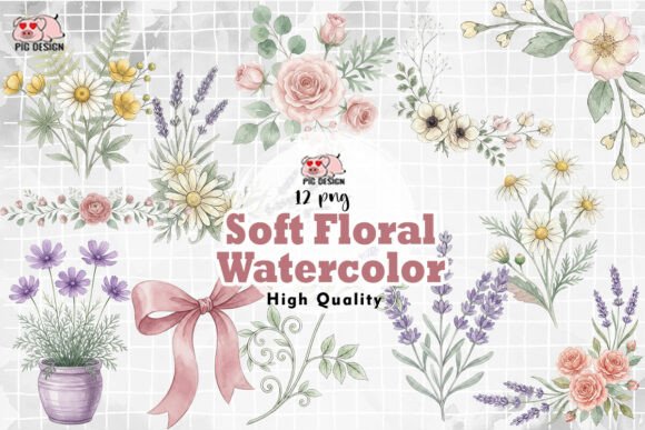 Download Soft Watercolor Floral Pack PNG - Soft watercolor Collection