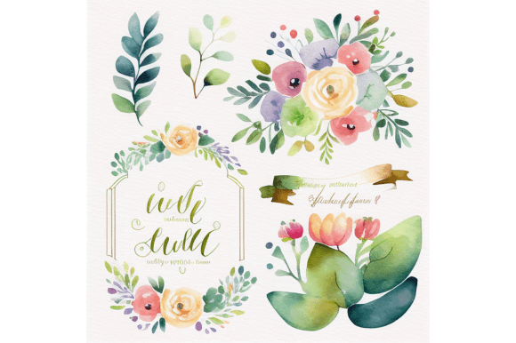 Download Soft Watercolor Floral Wedding Set - Soft watercolor Collection