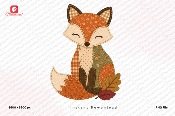 Download Patchwork Autumn Fox PNG - Premium Resources