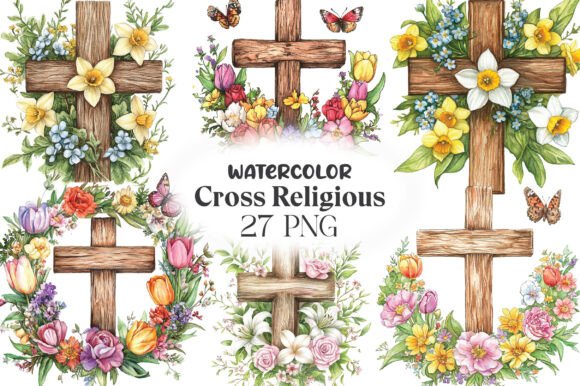 Download Cross Clipart Religious Clipart Floral - Religious clipart Collection